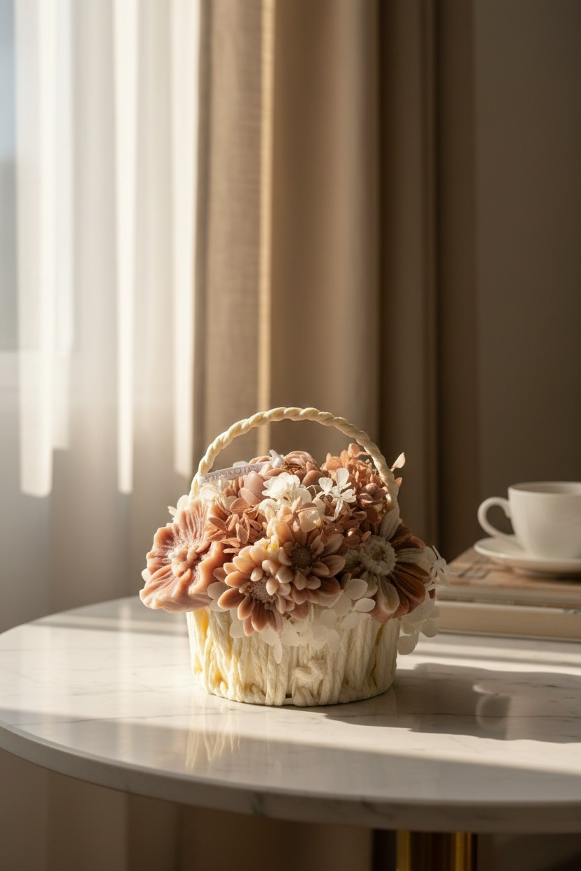 Ivory Blossom Basket